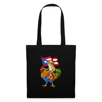 Puerto Rican Coqui Frog Riding Rooster - Tote Bag - black - Front