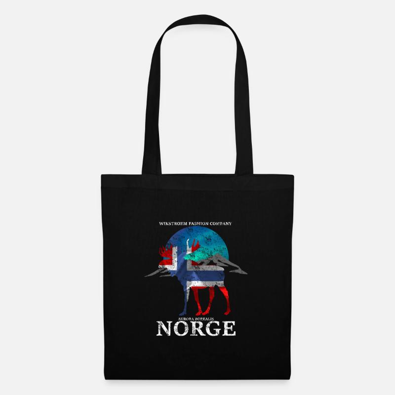 Wikstroem Norwegen Nordlicht Elch Berge Grunge - Stoffbeutel - Schwarz