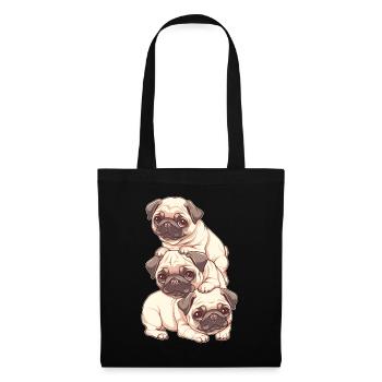 Pug Stack - Tote Bag - black - Front