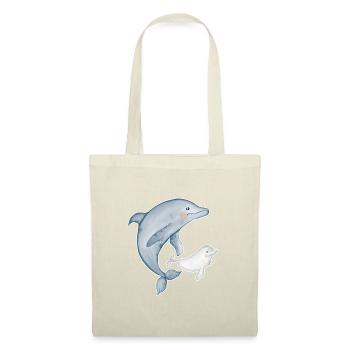 dauphins mignons avec bébé dauphin - Sac en tissu - nature - Devant