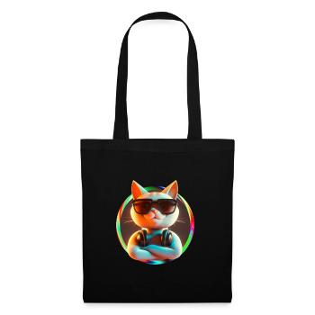 Cat Glasses Turntable DJ Disco Club Headphones - Tote Bag - black - Front