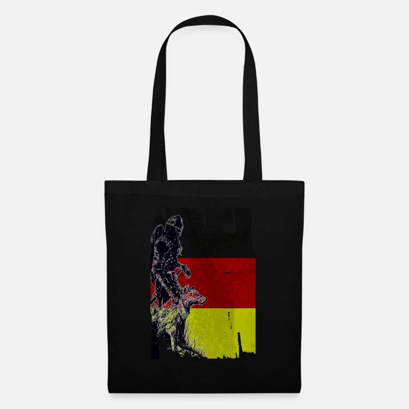Wikinger Wolf Flagge Deutschland - Stoffbeutel - Schwarz