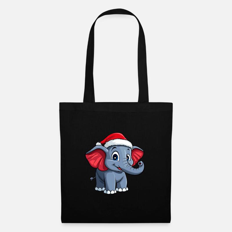 Weihnachtsmann Elefant - Stoffbeutel - Schwarz