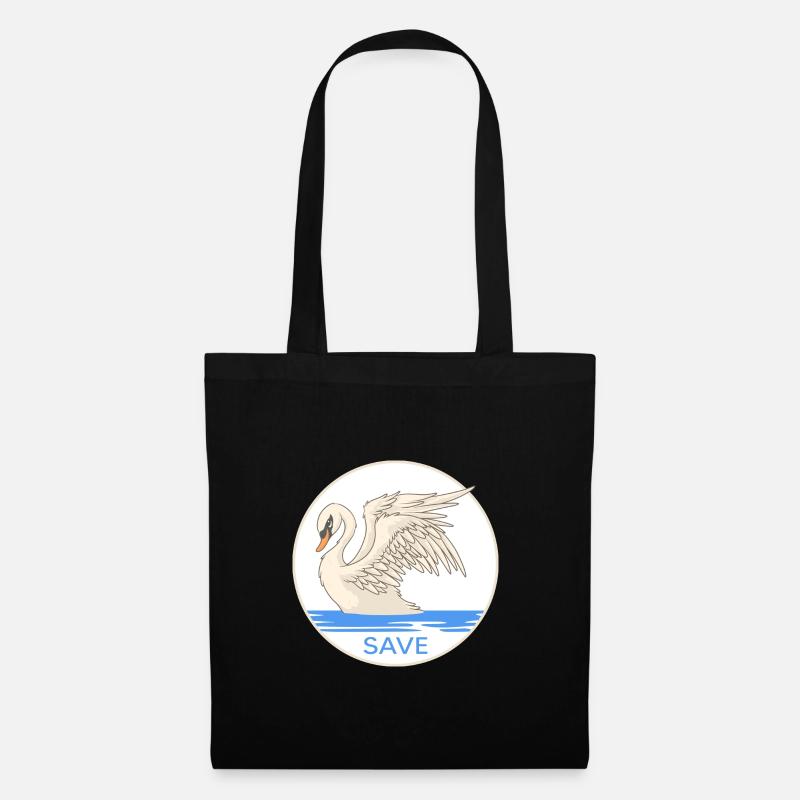 Schwan "save swans" Schwäne Naturschutz Schwansee - Stoffbeutel - Schwarz