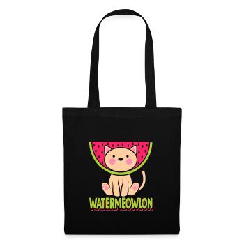 Wassermelone Katze - Stoffbeutel - Schwarz - Vorne