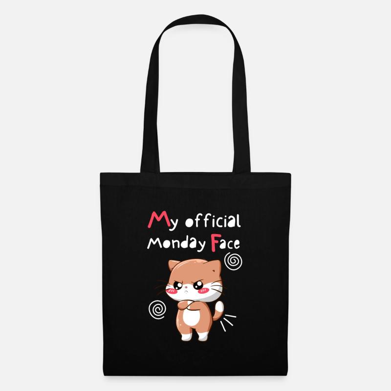 My Official Monday Face. Angry cat. Black Version. - Tote Bag - black