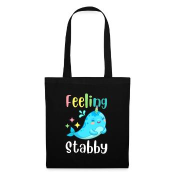 Feeling Stabby. Kawaii Narwhal. Horned Whale. - Tote Bag - black - Front