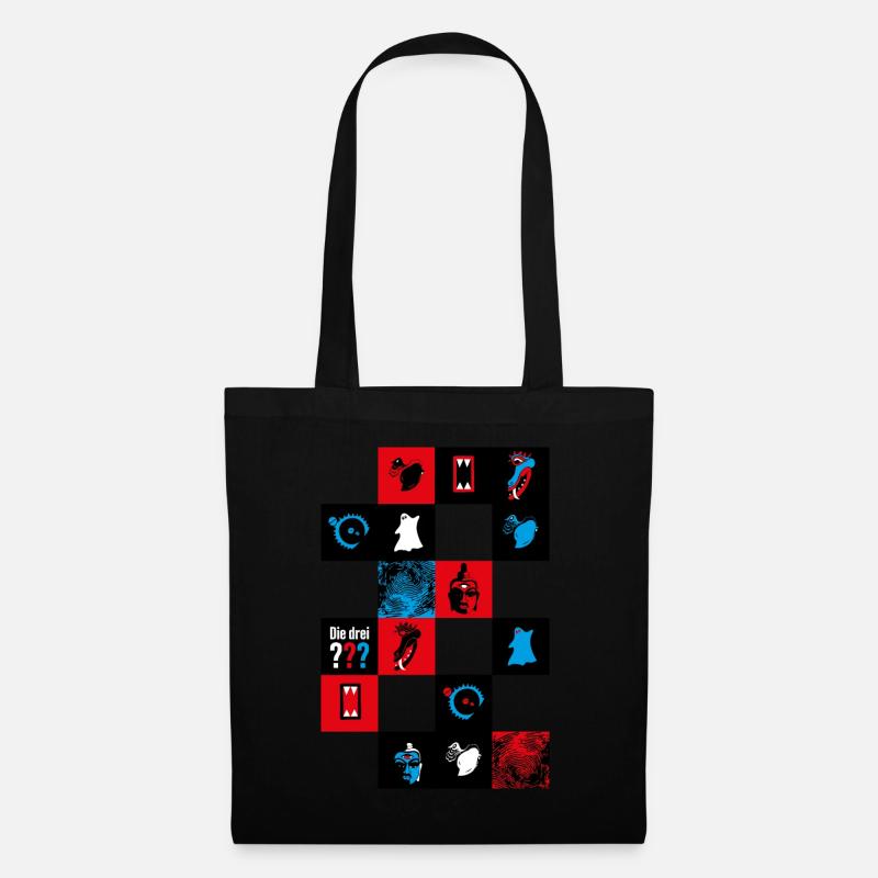 Die Drei ??? Cooles Kacheldesign - Stoffbeutel - Schwarz