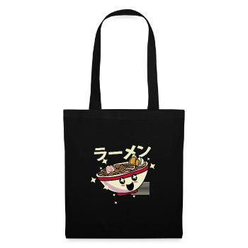 Ramen Bowl nouilles Kawaii Cuisine japonaise Anime - Sac en tissu - noir - Devant