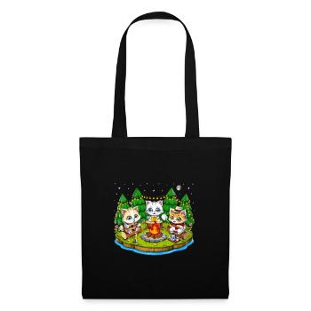 Camping Kawaii Katzen - Stoffbeutel - Schwarz - Vorne