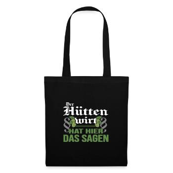 Hüttenwirt Berghütte Almwirtschaft almwiesn - Stoffbeutel - Schwarz - Vorne