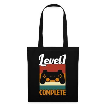 Niveau 1 Complete - Cadeau anniversaire - Sac en tissu - noir - Devant