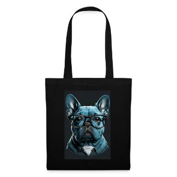 Mops Französische Bulldogge Besserwisser Brille - Stoffbeutel - Schwarz - Vorne