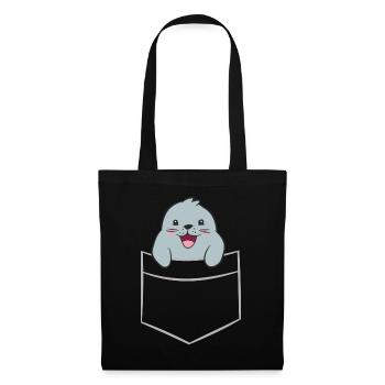 Sceau - Dans la poche de poitrine / poche de chemise - Sac en tissu - noir - Devant
