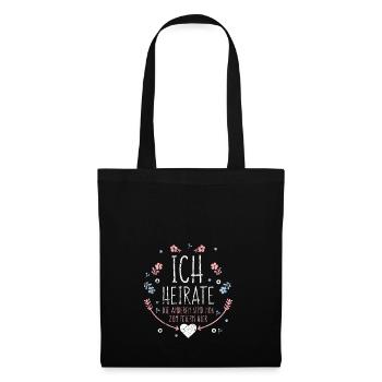 heiraten Hochzeit Ehe Ehepaar Glück Geschenk JGA - Stoffbeutel - Schwarz - Vorne