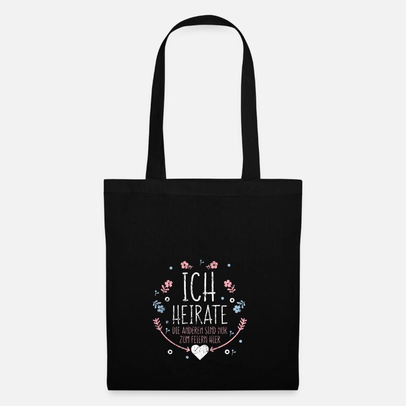 heiraten Hochzeit Ehe Ehepaar Glück Geschenk JGA - Stoffbeutel - Schwarz