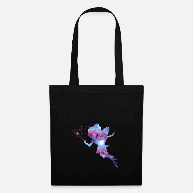 Fee Silhouette gute Fee Elfe Geschenk Märchen - Stoffbeutel - Schwarz