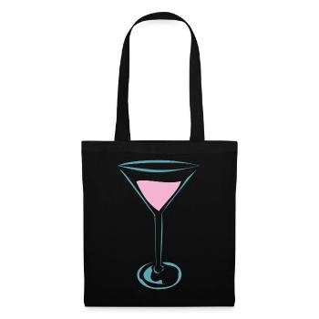 Cocktail Glas für Cocktail Fans - Stoffbeutel - Schwarz - Vorne