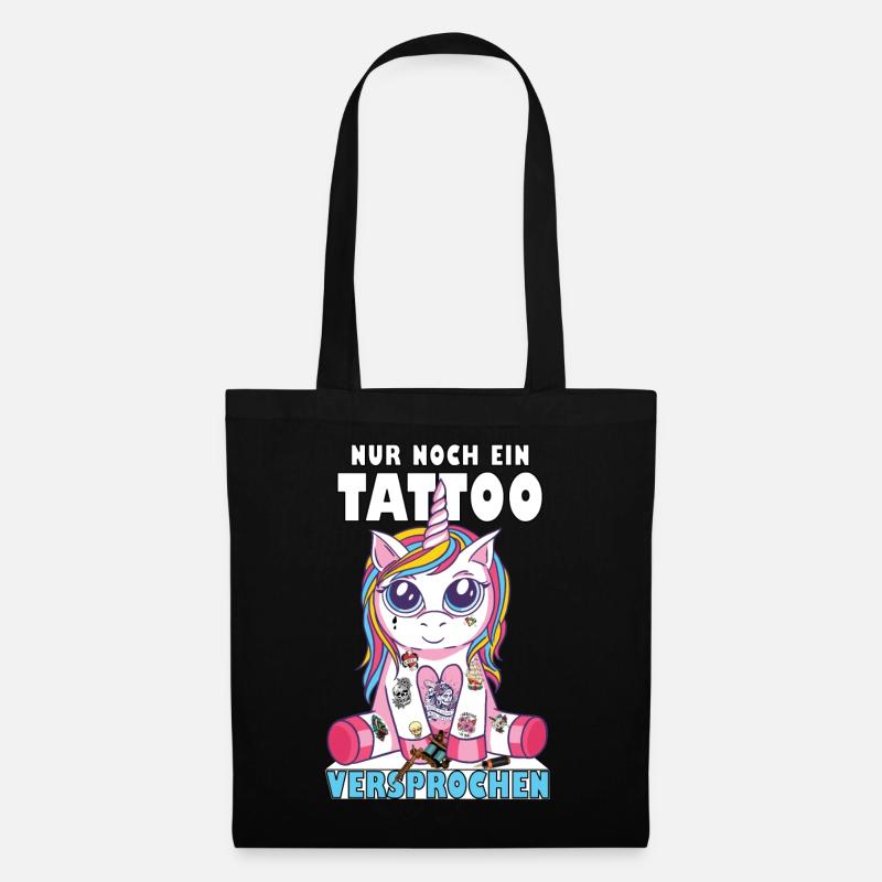 Unicorn Tattoo Einhorn nur noch ein Tattoo - Stoffbeutel - Schwarz