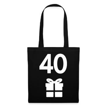 oberteil Geburtstag, 40 geschenk schachtel - Stoffbeutel - Schwarz - Vorne