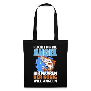 Reichet mir die Angel, König will angeln - Stoffbeutel - Schwarz - Vorne