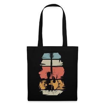 guitare rétro vintage illustration guitare acoustique - Sac en tissu - noir - Devant