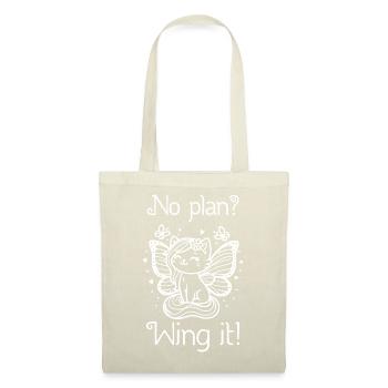 Pas de plan ? Envolez-le ! Chat ailé (blanc) - Sac en tissu - nature - Devant