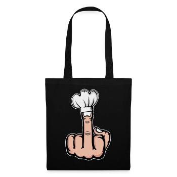 Mittelfinger Stinkefinger Kochmütze Design - Stoffbeutel - Schwarz - Vorne