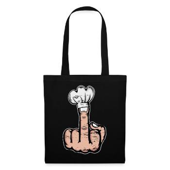 Doigt du milieu Stinky Finger chapeau de chef Design - Sac en tissu - noir - Devant