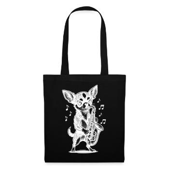 Conception de saxophone Chihuahua - Sac en tissu - noir - Devant