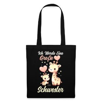 Ich Werde Große Schwester Giraffen Geschwisterkind - Stoffbeutel - Schwarz - Vorne