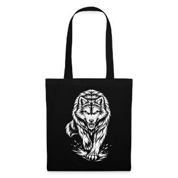 Loup Courant – Motif mystique d’animal sauvage - Sac en tissu - noir - Devant