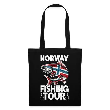 Norway Fischer Fish Angeln Angler Norwegen - Stoffbeutel - Schwarz - Vorne
