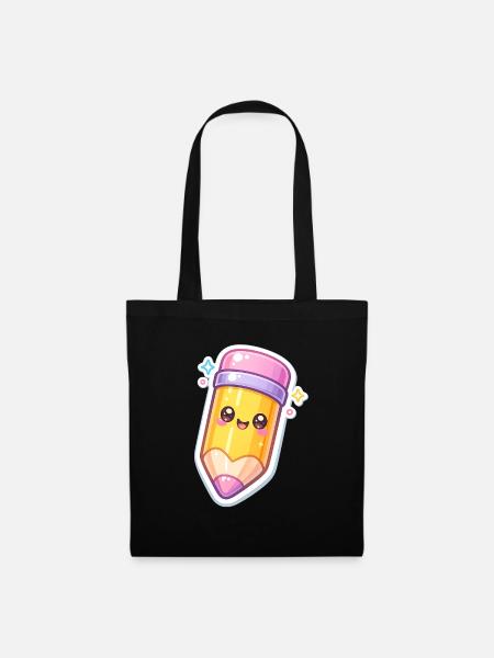 Kawaii Bleistift Glanz Design - Stoffbeutel - Schwarz
