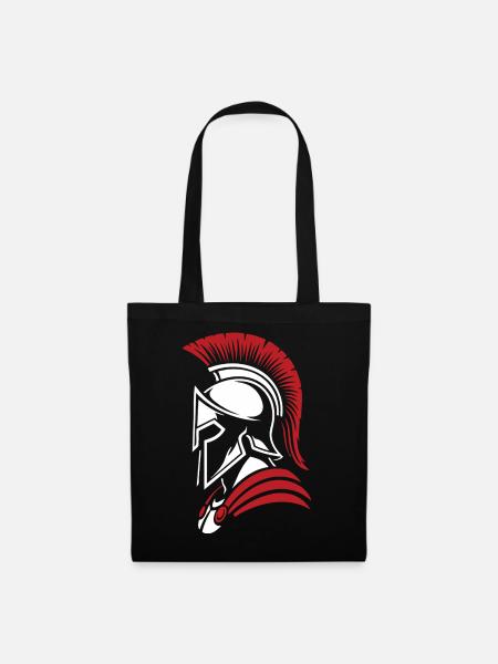 Spartan Noble Warrior Logo Maskottchenporträt - Stoffbeutel - Schwarz