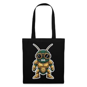 Grillon Gardien Steampunk Armure Laiton Dorée - Sac en tissu - noir - Devant