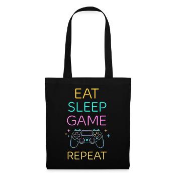 EAT SLEEP GAME REPEAT Neon Zocken Gaming - Stoffbeutel - Schwarz - Vorne