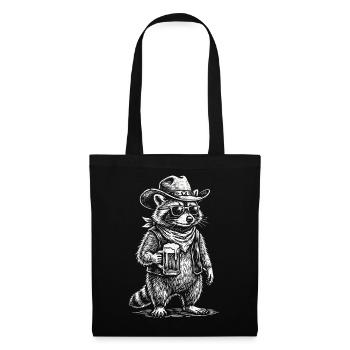 Bière Cowboy Raton laveur drôle - Sac en tissu - noir - Devant
