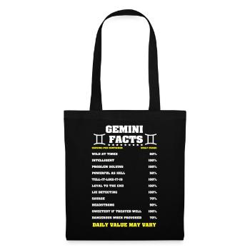 Signe du zodiaque Gémeaux - Sac en tissu - noir - Devant