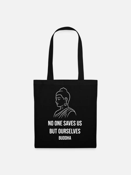 Buddha Self-Reliance Line Art - Stoffbeutel - Schwarz