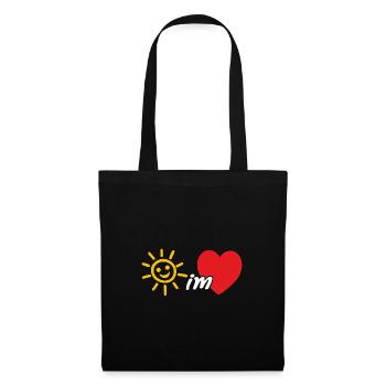 Sonne im Herzen, Sommer, Fröhlichkeit, Güte - Stoffbeutel - Schwarz - Vorne