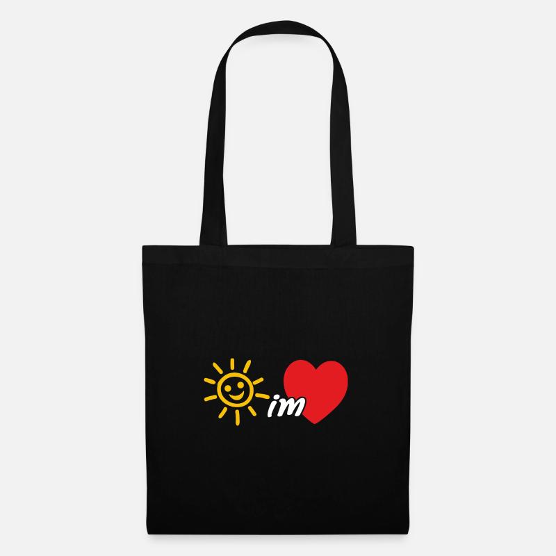 Sonne im Herzen, Sommer, Fröhlichkeit, Güte - Stoffbeutel - Schwarz