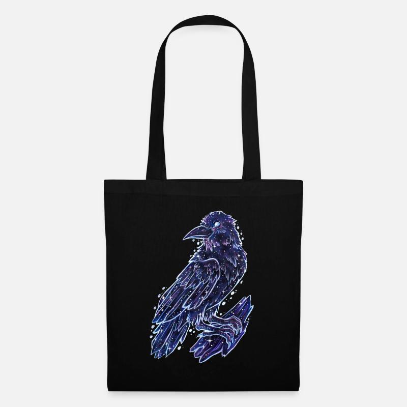 Coole Krähe Raber Galaxytier Sternzeichen Geschenk - Stoffbeutel - Schwarz