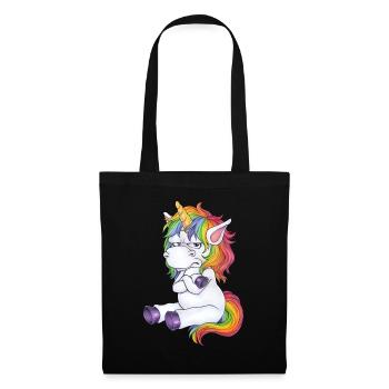 Böses Muffel Einhorn mit bösem Blick Geschenk Witz - Stoffbeutel - Schwarz - Vorne
