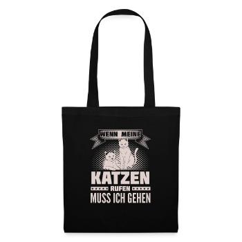 Katzen rufen - ich gehe - Stoffbeutel - Schwarz - Vorne