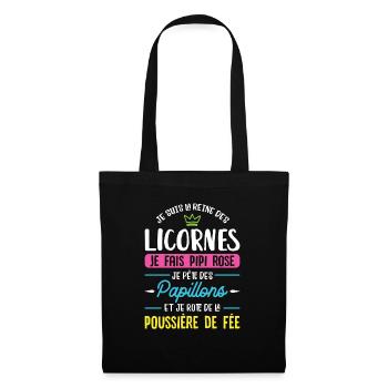 La reine des licornes - Sac en tissu - noir - Devant