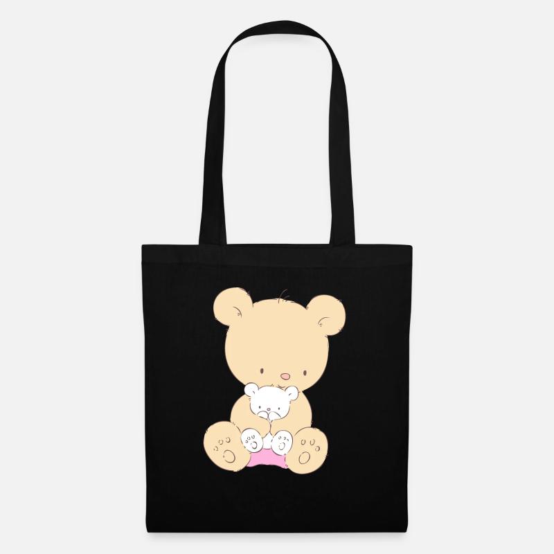 Bear with Teddy Bear - Sac en tissu - noir