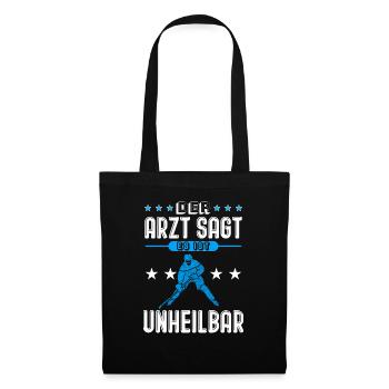 Eishockey spielen cooler Spruch - Stoffbeutel - Schwarz - Vorne