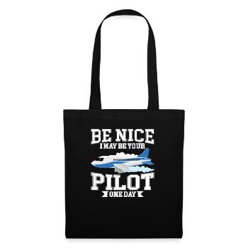 Funny Pilot Flugzeug Passagierflugzeug Fliegen - Stoffbeutel - Schwarz - Vorne