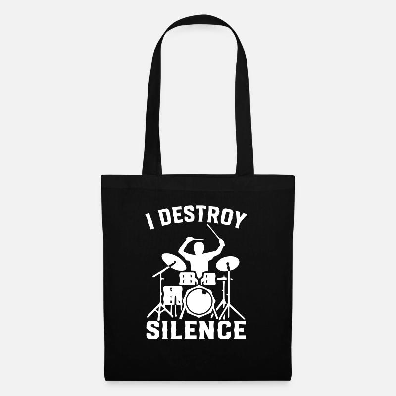 I Destroy Silence Drummer Drums - Stoffbeutel - Schwarz